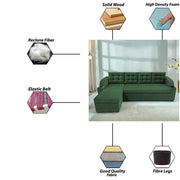 Grance LHS 4 Seater Corner Sofa Cum Bed for Living Room (Black Fabric) Premium Fabric Sofa