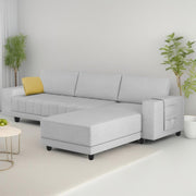 Linus RHS 4 Seater L Shape Sofa Set for Living Room (Grey Fabric) Premium Fabric Sofa