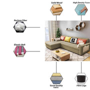 Denis 5 Seater L Shape Sofa Set for Living Room (Cream Fabric) Premium Fabric Sofa