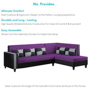 Nordy RHS 6 Seater L Shape Sofa Set for Living Room (Purple Black Colour) Premium Fabric Sofa Set