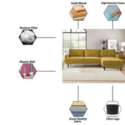 Oudrey 3 Seater Sofa Set with Center Table for Living Room (Yellow Colour) Premium Fabric Sofa