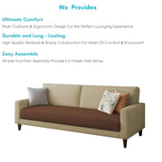 Kaven 3 Seater Sofa Set for Living Room (Cream Brown Colour Fabric) Premium Fabric Sofa