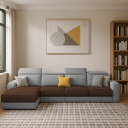 Orion LHS 6 Seater L Shape Sofa Set for Living Room (Brown Grey Colour) Premium Fabric Sofa