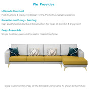 Falco RHS 6 Seater L Shape Sofa Set for Living Room (Yellow Grey Fabric) Premium Fabric Sofa
