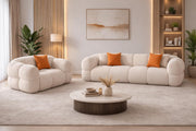 Vetras Modern Velvet Bubble Cloud Sofa, Tufted Design Upholstered 3+1 Seater Sofa Set for Living Room, (Black Colour) Premium Velvet Fabric Sofa