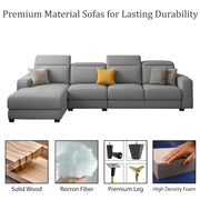 Orion LHS 6 Seater L Shape Sofa Set for Living Room (Grey Colour) Premium Fabric Sofa