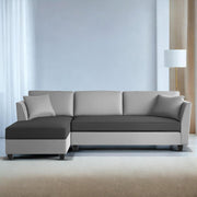 Casaliving Marvin LHS 4 Seater L Shape Sofa Set for Living Room (Black Fabric) Premium Fabric Sofa