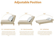 Drantly 3 Seater Sofa Cum Bed for Living Room (Cream Fabric Color) Premium Suede Velvet Fabric Sofa Cum Bed for Living Room
