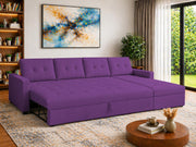 Casaliving Treshta 6 Seater LHS L - Shape Pull-Out Sofa Cum Bed Sofa for Living Room (Dark Grey Fabric Color) Premium Fabric Sofa Set for Living Room Sofa Cum Bed