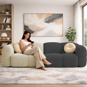 Casaliving Vetras Modern Velvet Bubble Cloud Sofa, Tufted Design Upholstered 3 Seater Sofa Set for Living Room,(Blue Colour) Premium Velvet Fabric Sofa