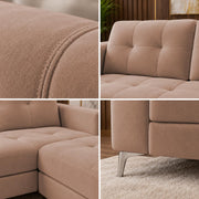 Casaliving Flexora Modern Velvet Fabric Upholstered 3 Seater Sofa Set with Ottoman for Living Room, Premium Velvet Fabric Sofa (Black Colour)