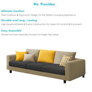 Minta 3 Seater Sofa Set for Living Room (Cream Black Colour Fabric) Premium Fabric Sofa