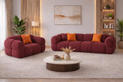Vetras Modern Velvet Bubble Cloud Sofa, Tufted Design Upholstered 3+1 Seater Sofa Set for Living Room, (Black Colour) Premium Velvet Fabric Sofa