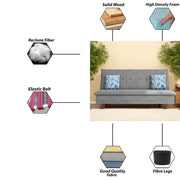 Calvin 3 Seater Sofa Cum Bed for Living Room (Black Fabric) Premium Fabric Sofa