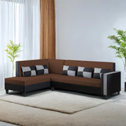 Nordy LHS 6 Seater L Shape Sofa Set for Living Room (Brown Black Colour) Premium Fabric Sofa Set