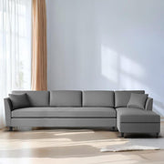 Casaliving Marvin LHS 4 Seater L Shape Sofa Set for Living Room (Black Fabric) Premium Fabric Sofa