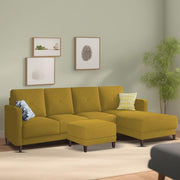 Swaloni RHS 6 Seater L Shape Sofa Set with Center Table for Living Room (Yellow) Premium Fabric Sofa