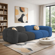 Casaliving Vetras Modern Velvet Bubble Cloud Sofa, Tufted Design Upholstered 3 Seater Sofa Set for Living Room,(Blue Colour) Premium Velvet Fabric Sofa
