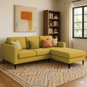 Grayon 3 Seater L Shape Convertible Sofa Set for Living Room, 3 Seater & Ottoman Modular Sectional Couch for Small Space (Grey Dark Grey Colour) Fabric