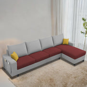 Casaliving Porto LHS 6 Seater L Shape Sofa Set for Living Room (Black Fabric) Premium Velvet Fabric