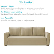 Clifton 3 Seater Sofa Cum Bed for Living Room (Cream Fabric) Premium Fabric Sofa