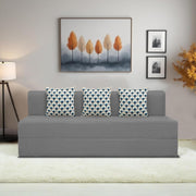 Marcus 3 Seater Sofa Cum Bed with 3 Cushions for Living Room (Black Fabric) Premium Fabric Sofa Set 6.5 X 6.5 Feet
