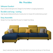 Orion LHS 6 Seater L Shape Sofa Set for Living Room (Blue Yellow Colour) Premium Fabric Sofa