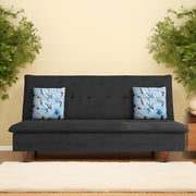 Calvin 3 Seater Sofa Cum Bed for Living Room (Black Fabric) Premium Fabric Sofa