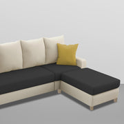 Jester 4 Seater Sofa Set with Center Table for Living Room (Cream Black Colour) Premium Fabric Sofa