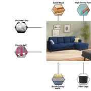 Swaloni RHS 6 Seater L Shape Sofa Set for Living Room (Blue) Premium Fabric Sofa