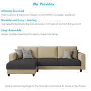 Oslo 4 Seater LHS L Shape Sofa Set for Living Room (Cream Black Fabric) Premium Fabric Sofa Set for Living Room
