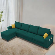 Casaliving Porto LHS 6 Seater L Shape Sofa Set for Living Room (Black Fabric) Premium Velvet Fabric