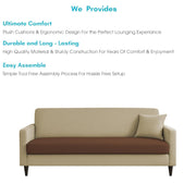 Premium Valkyrie 3 Seater Sofa Set 3 Seater Modern Sofa Set for Living Room (Cream Brown Color Fabric)