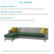 Neyami LHS 6 Seater L Shape Sofa Set for Living Room (Green Grey) Premium Fabric Sofa Set