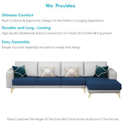 Falco RHS 6 Seater L Shape Sofa Set for Living Room (Blue Grey Fabric) Premium Fabric Sofa
