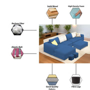 Badger RHS 8 Seater L Shape Sofa Set with Center Table for Living Room (Grey Fabric) Premium Fabric Sofa