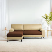 Casaliving Amelia RHS 6 Seater L Shape Sofa Set for Living Room (Black Fabric) Premium Fabric Sofa