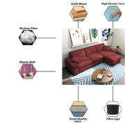 Martin 4 Seater RHS L Shape Sofa Set for Living Room (Maroon Colour Fabric)