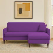 Valkyrie 4 Seater L Shape Convertible Sofa Set for Living Room, 3 Seater & Ottoman Modular Sectional Couch for Small Space (Purple Colour) Fabric