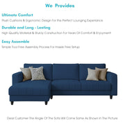 Oslo 4 Seater LHS L Shape Sofa Set for Living Room (Blue Fabric) Premium Fabric Sofa Set for Living Room