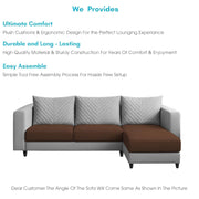 Mikasa 4 Seater RHS L Shape Sofa Set for Living Room (Brown Grey Fabric) Premium Fabric Sofa Set for Living Room