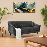 Grayon 3 Seater Convertible Sofa Set for Living Room, 3 Seater & Ottoman Modular Sectional Couch for Small Space (Black Colour) Fabric Sofa Set