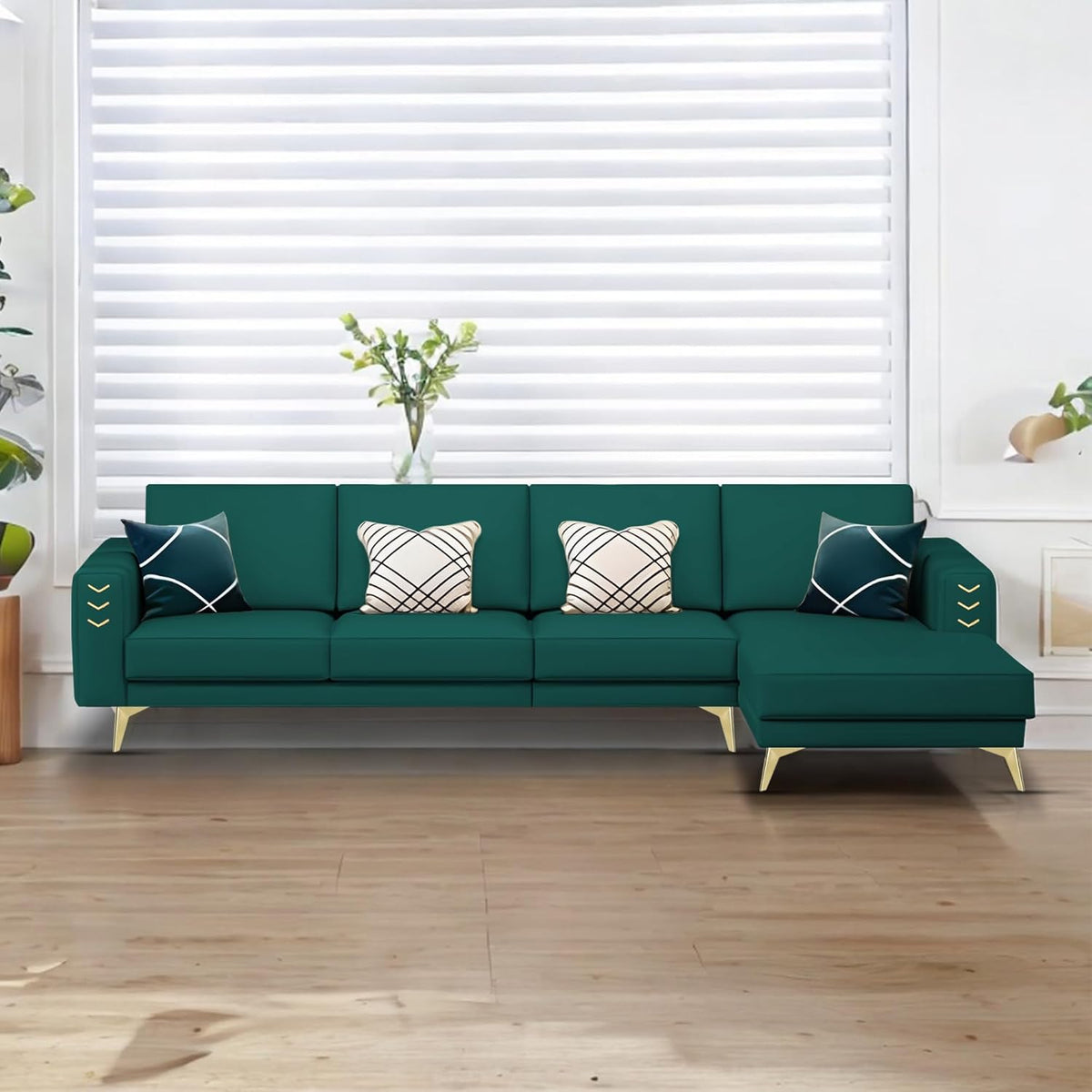 Falco RHS 6 Seater L Shape Sofa Set for Living Room (Pine Fabric) Prem
