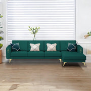 Falco RHS 6 Seater L Shape Sofa Set for Living Room (Pine Fabric) Premium Fabric Sofa