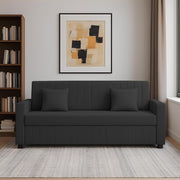 Cameron 3 Seater Sofa Cum Bed for Living Room (Black Fabric) Premium Fabric Sofa