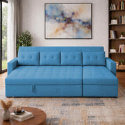 Casaliving Treshta 6 Seater LHS L - Shape Pull-Out Sofa Cum Bed Sofa for Living Room (Dark Grey Fabric Color) Premium Fabric Sofa Set for Living Room Sofa Cum Bed