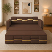 Casaliving Mordo 3 Seater Sofa Cum Bed for Living Room (Black Fabric) Premium Fabric Sofa Set