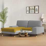 Latieo LHS 2 Seater Lounger L Shape Sofa Set for Living Room (Yellow Grey) Premium Fabric Sofa