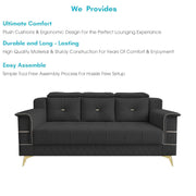 Julio 3 Seater Sofa Set for Living Room (Black Colour Fabric) Premium Fabric Sofa