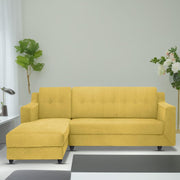 Fracher LHS 4 Seater L Shape Sofa Set for Living Room (Yellow Fabric) Premium Fabric Sofa